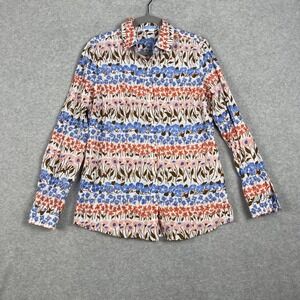 J.McLaughlin Floral Button Up Shirt Womens S Multicolor Coastal Preppy Classic